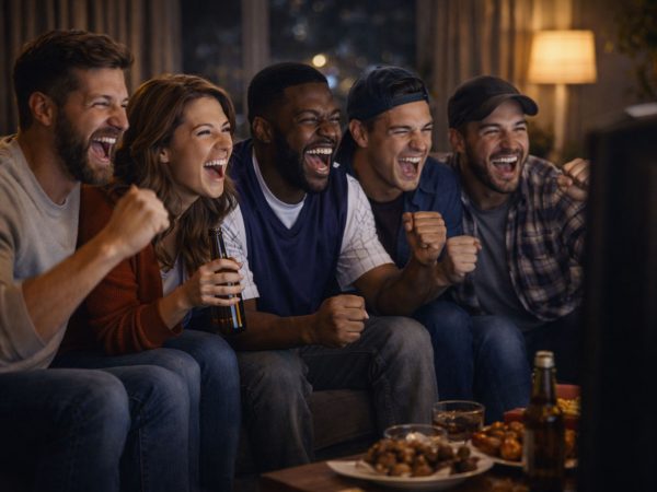 Friends watching a sport event