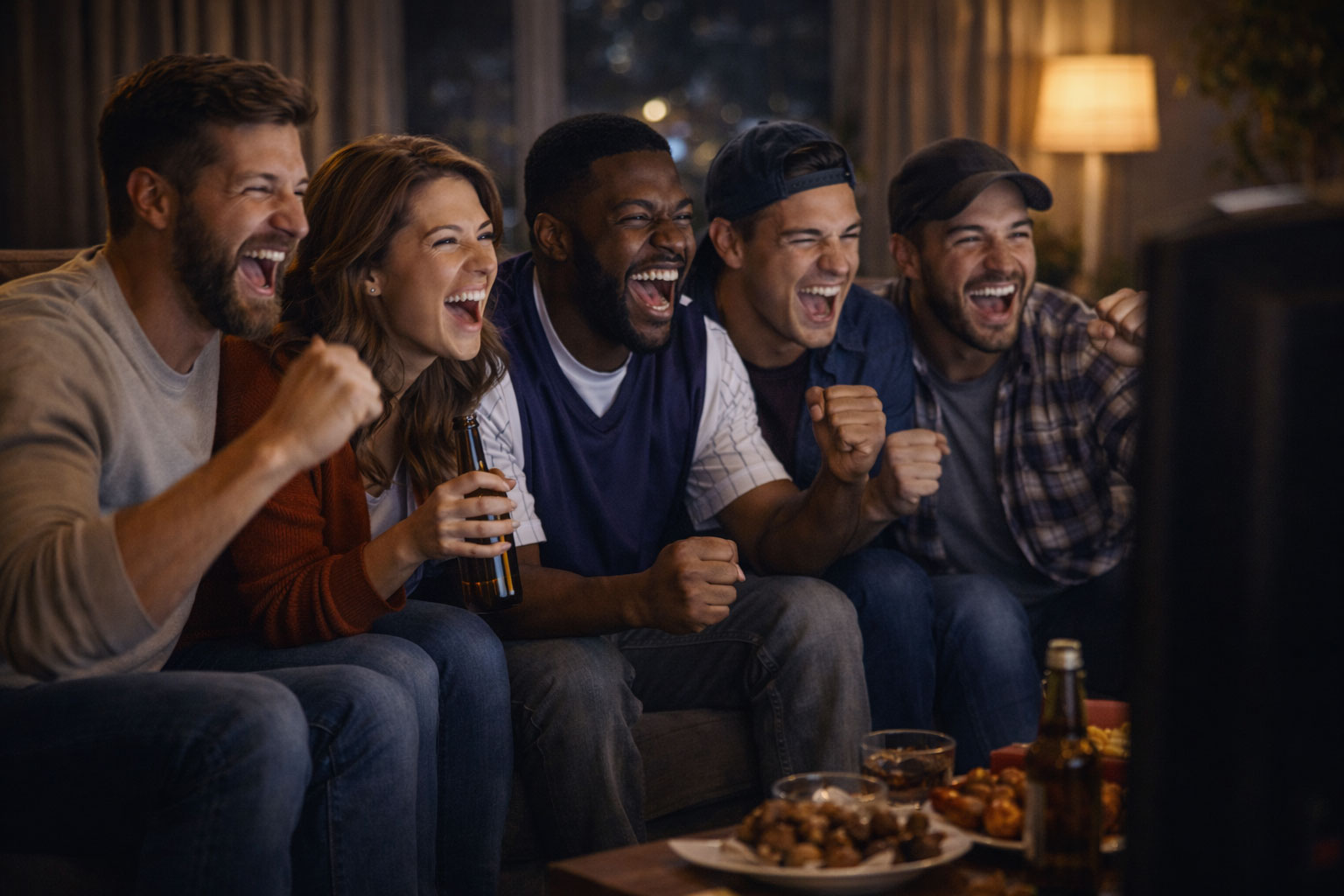 Friends watching a sport event